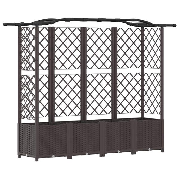 Grote foto vidaxl verhoogd bed met trellis en dak bruin 204 x 40 x 141 cm pp tuin en terras overige tuin en terras