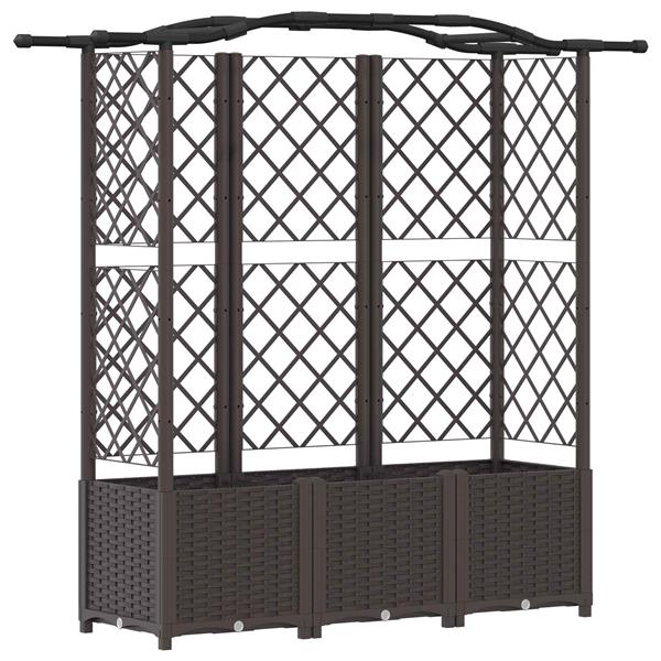 Grote foto vidaxl verhoogd bed met trellis en dak bruin 163 x 40 x 141 cm pp tuin en terras overige tuin en terras