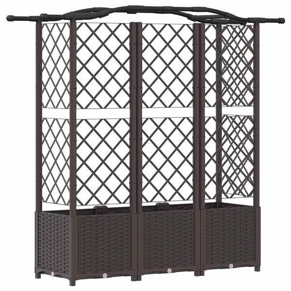 Grote foto vidaxl verhoogd bed met trellis en dak bruin 163 x 40 x 141 cm pp tuin en terras overige tuin en terras