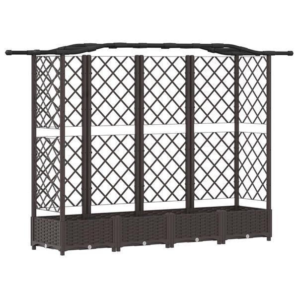 Grote foto vidaxl verhoogd bed met trellis en dak bruin 203 5 x 40 x 125 cm pp tuin en terras overige tuin en terras