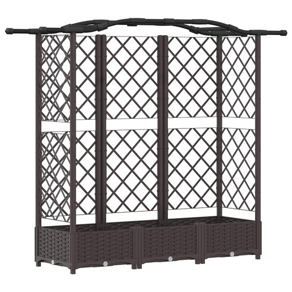 Grote foto vidaxl verhoogd bed met trellis en dak bruin 163 x 40 x 126 cm pp tuin en terras overige tuin en terras