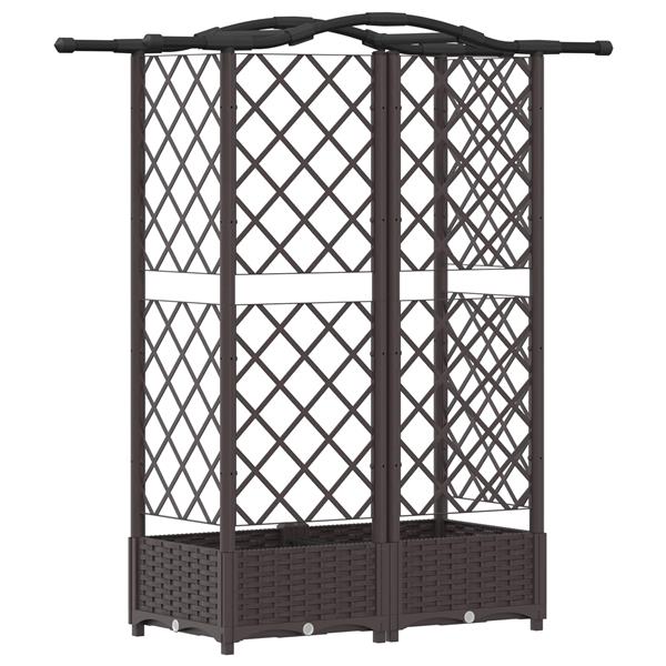 Grote foto vidaxl verhoogd bed met trellis en dak bruin 124 x 40 x 126 cm pp tuin en terras overige tuin en terras