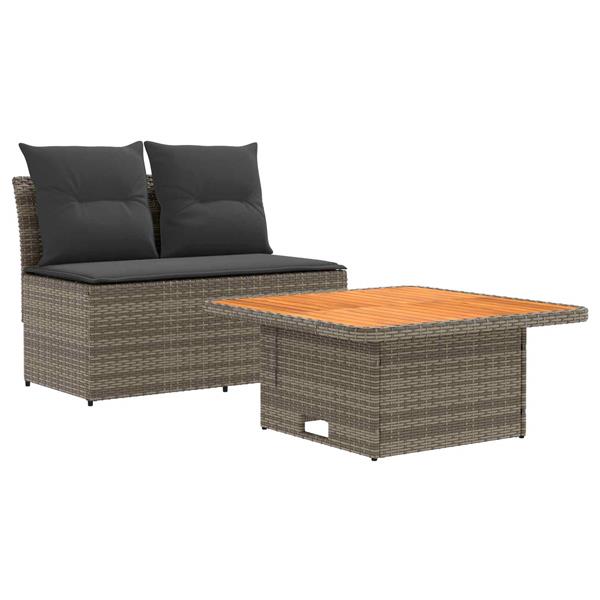 Grote foto vidaxl 2 stuk tuin middelste sofa met uitschuiftafel poly rattan tuin en terras tuinmeubelen