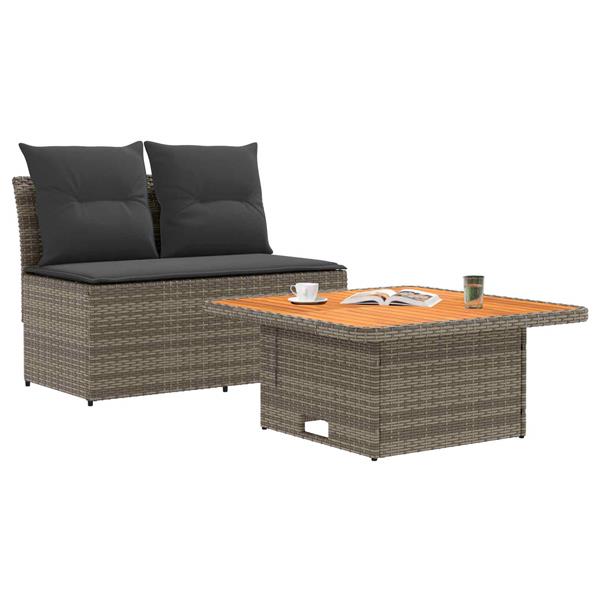 Grote foto vidaxl 2 stuk tuin middelste sofa met uitschuiftafel poly rattan tuin en terras tuinmeubelen