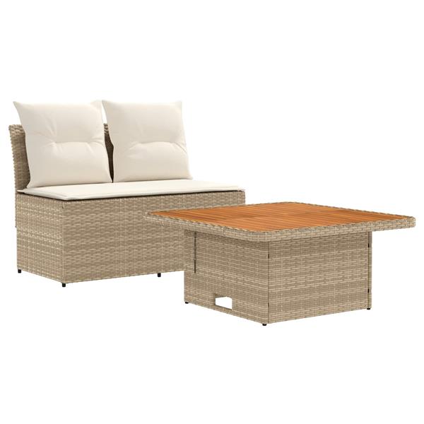 Grote foto vidaxl 2 stuk tuin middelste sofa met uitschuiftafel poly rattan tuin en terras tuinmeubelen