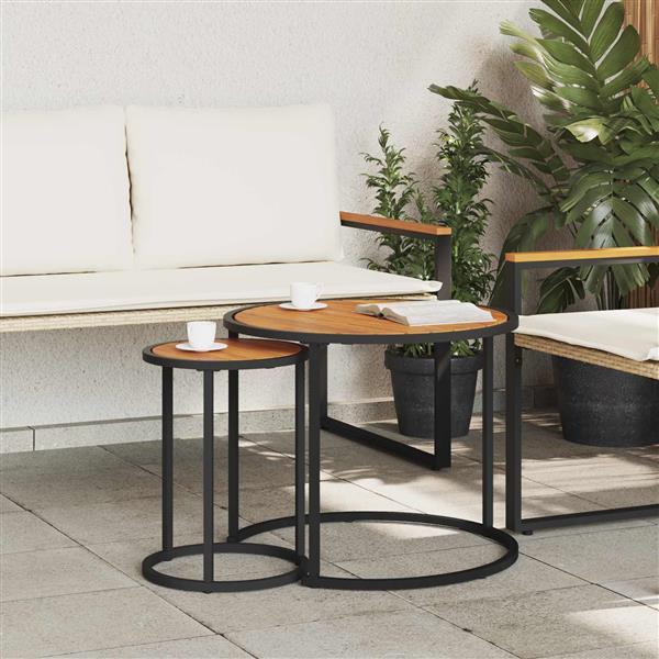 Grote foto vidaxl koffietafel set 2 pcs naturel en zwart 55 x 55 x 45 cm huis en inrichting eettafels
