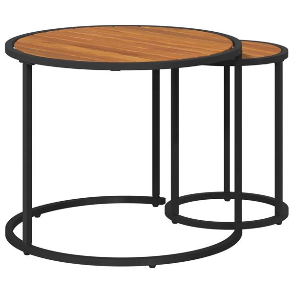 Grote foto vidaxl koffietafel set 2 pcs naturel en zwart 55 x 55 x 45 cm huis en inrichting eettafels