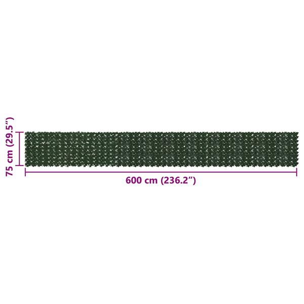 Grote foto vidaxl balkonscherm met bladeren donkergroen 600 x 75 cm tuin en terras overige tuin en terras