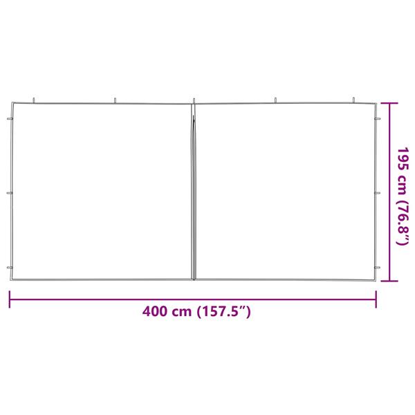 Grote foto vidaxl party tent zijwand 2 pcs wit 400 x 195 cm pe en staal tuin en terras overige tuin en terras