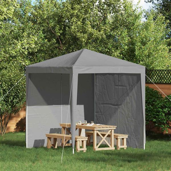Grote foto vidaxl party tent zijwand 2 pcs lichtgrijs 200 x 195 cm pe en staal tuin en terras overige tuin en terras