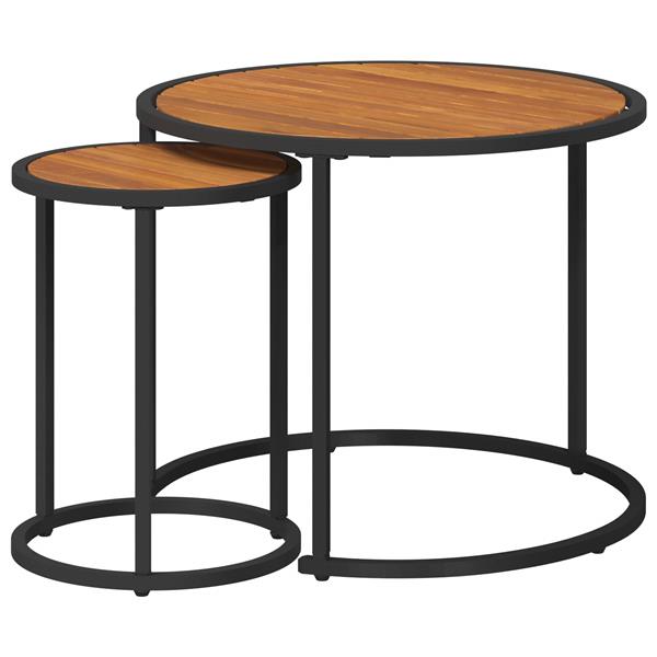 Grote foto vidaxl koffietafel set 2 pcs naturel en zwart 55 x 55 x 45 cm huis en inrichting eettafels