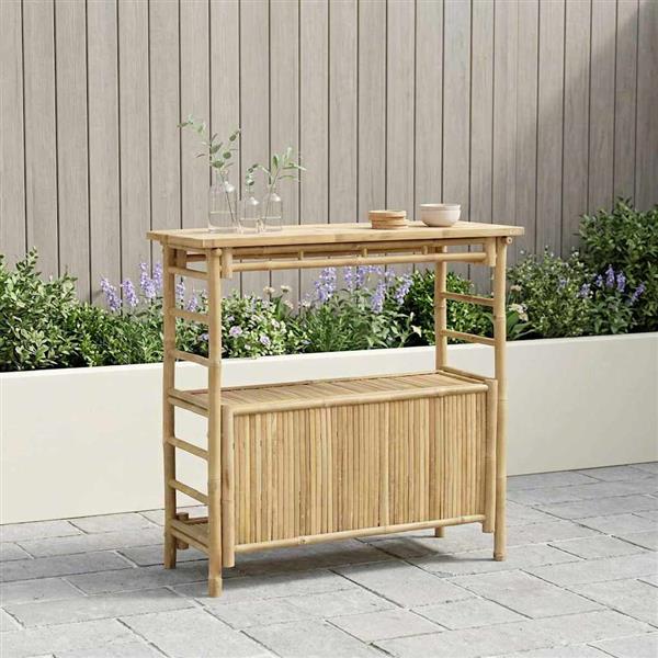 Grote foto vidaxl buiten bartafel naturel 110 x 50 x 105 cm bamboe tuin en terras tuinmeubelen