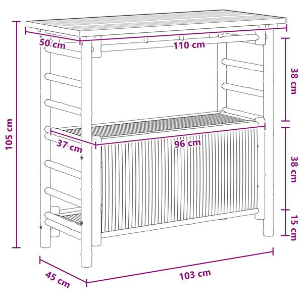 Grote foto vidaxl buiten bartafel naturel 110 x 50 x 105 cm bamboe tuin en terras tuinmeubelen