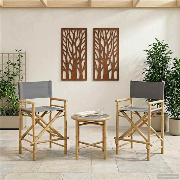 Grote foto vidaxl vouwbare regisseursstoel 2 pcs naturel bamboe tuin en terras tuinmeubelen