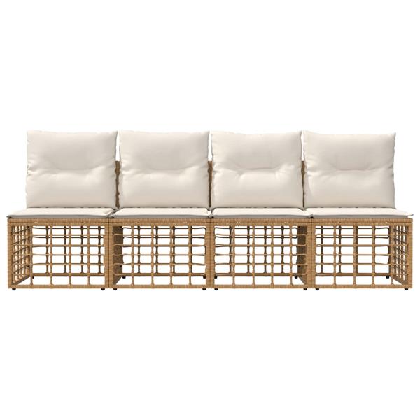 Grote foto vidaxl 4 zits tuin sofa armloos 4 pcs 4 aantal zitplaatsen naturel tuin en terras tuinmeubelen
