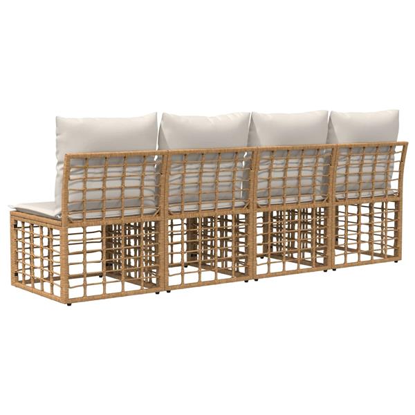 Grote foto vidaxl 4 zits tuin sofa armloos 4 pcs 4 aantal zitplaatsen naturel tuin en terras tuinmeubelen