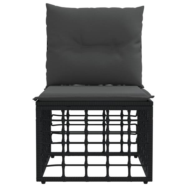 Grote foto vidaxl modulaire outdoor armloze sofa eenheid zwart poly rattan tuin en terras tuinmeubelen