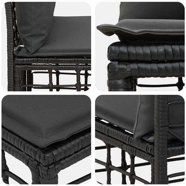 Grote foto vidaxl modulaire outdoor armloze sofa eenheid zwart poly rattan tuin en terras tuinmeubelen