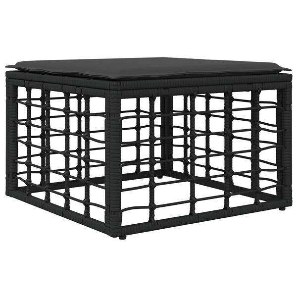 Grote foto vidaxl tuinvoetenbank zwart poly rattan tuin en terras tuinmeubelen