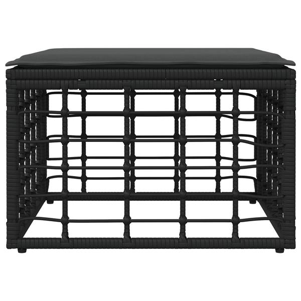 Grote foto vidaxl tuinvoetenbank zwart poly rattan tuin en terras tuinmeubelen