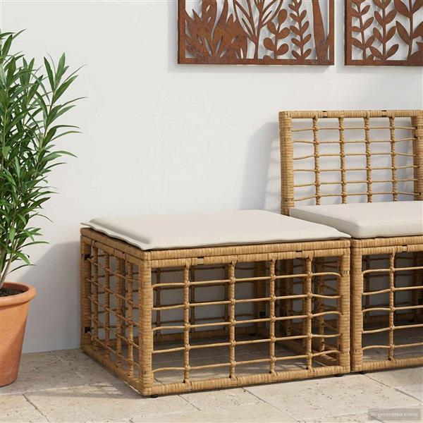 Grote foto vidaxl tuinvoetenbank naturel poly rattan tuin en terras tuinmeubelen
