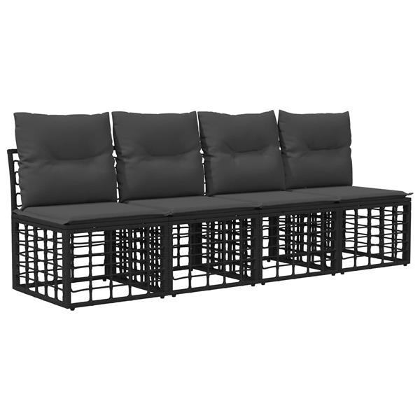 Grote foto vidaxl 4 zits tuin sofa armloos 4 pcs 4 aantal zitplaatsen zwart tuin en terras tuinmeubelen