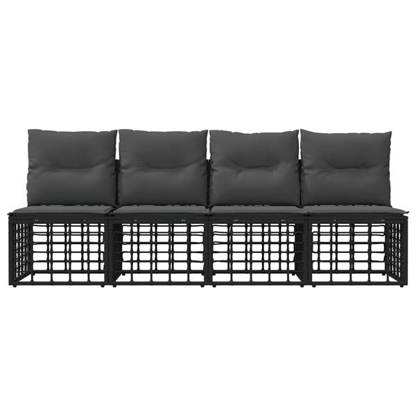 Grote foto vidaxl 4 zits tuin sofa armloos 4 pcs 4 aantal zitplaatsen zwart tuin en terras tuinmeubelen