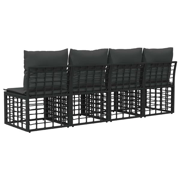 Grote foto vidaxl 4 zits tuin sofa armloos 4 pcs 4 aantal zitplaatsen zwart tuin en terras tuinmeubelen