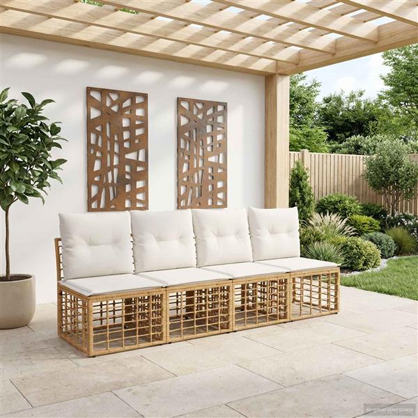 Grote foto vidaxl 4 zits tuin sofa armloos 4 pcs 4 aantal zitplaatsen naturel tuin en terras tuinmeubelen