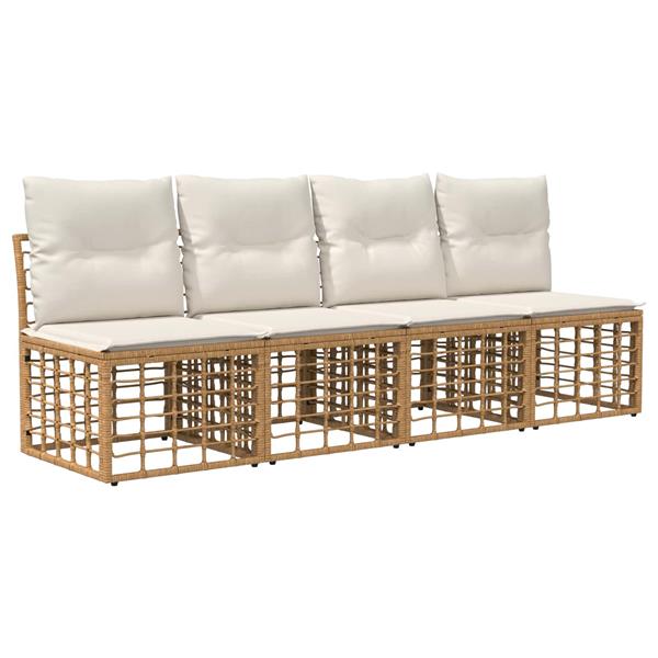Grote foto vidaxl 4 zits tuin sofa armloos 4 pcs 4 aantal zitplaatsen naturel tuin en terras tuinmeubelen