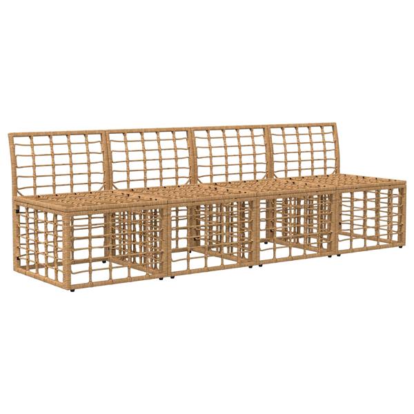 Grote foto vidaxl 4 zits tuin sofa armloos 4 pcs 4 aantal zitplaatsen naturel tuin en terras tuinmeubelen