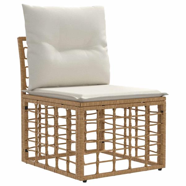 Grote foto vidaxl modulaire outdoor armloze sofa eenheid naturel poly rattan tuin en terras tuinmeubelen