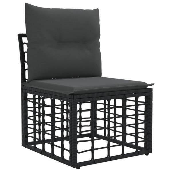Grote foto vidaxl modulaire outdoor armloze sofa eenheid zwart poly rattan tuin en terras tuinmeubelen
