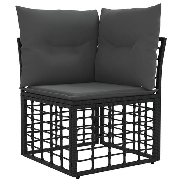 Grote foto vidaxl modulaire outdoor hoek sofa eenheid zwart poly rattan tuin en terras tuinmeubelen