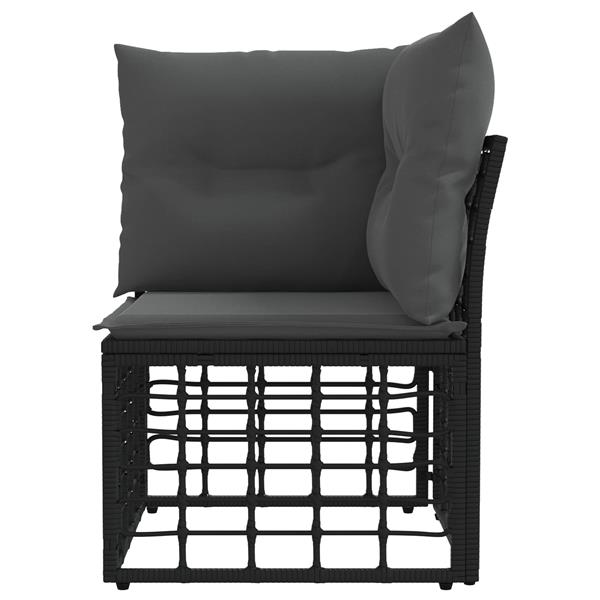 Grote foto vidaxl modulaire outdoor hoek sofa eenheid zwart poly rattan tuin en terras tuinmeubelen
