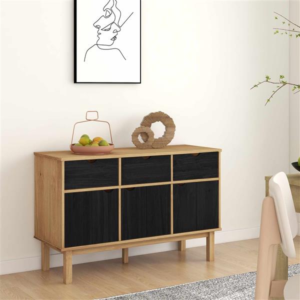 Grote foto vidaxl dressoir otta bruin en zwart 114 x 43 x 73 5 cm huis en inrichting overige
