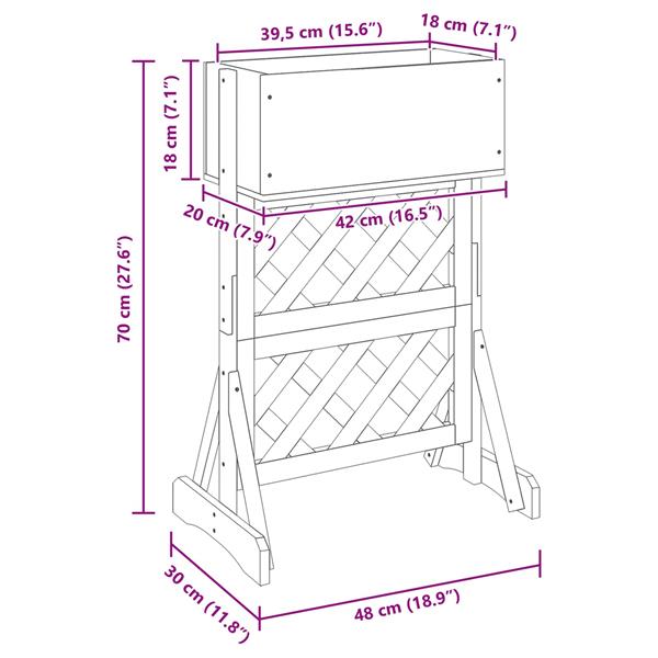 Grote foto vidaxl verticale tuin trellis grijs 48 x 30 x 70 5 cm tuin en terras overige tuin en terras