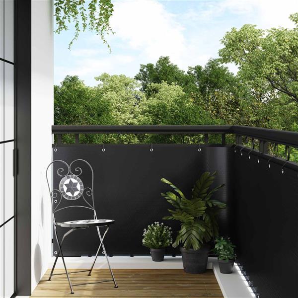 Grote foto vidaxl balkon scherm met oogjes zwart tuin en terras hekken en schuttingen