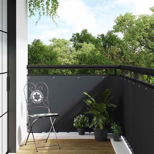 Grote foto vidaxl balkon scherm met oogjes antracietkleurig tuin en terras hekken en schuttingen
