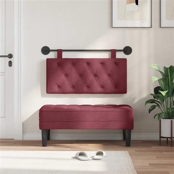 Grote foto vidaxl hangend hoofdbord wijnrood stof antiek en kunst stoelen en banken