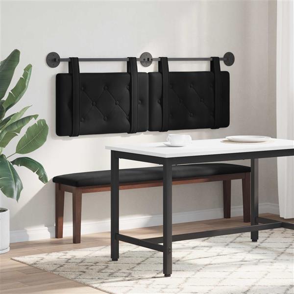 Grote foto vidaxl hangend hoofdbord zwart fluweel antiek en kunst stoelen en banken