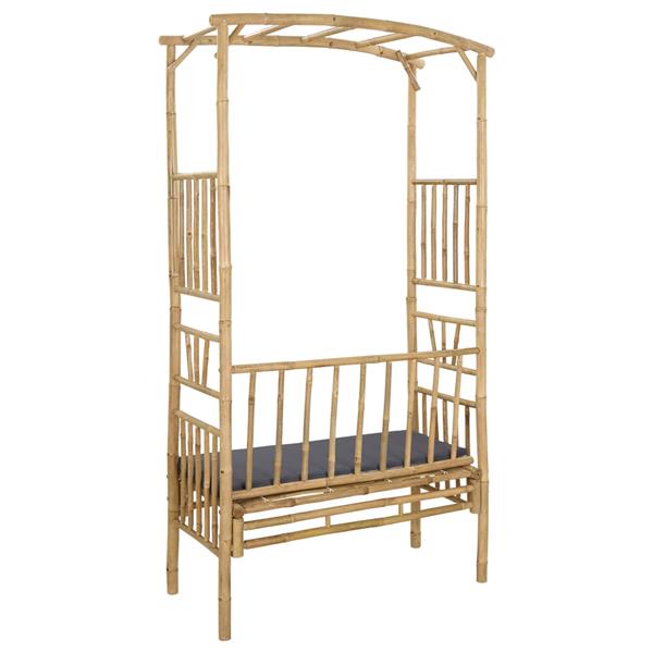 Grote foto vidaxl tuinboog met bank donkergrijs 115 x 50 x 205 cm bamboe tuin en terras overige tuin en terras