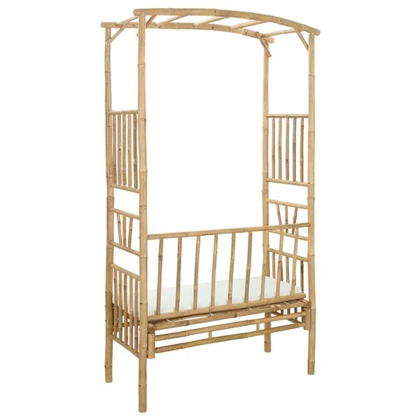 Grote foto vidaxl tuinboog met bank cr mewit 115 x 50 x 205 cm bamboe tuin en terras overige tuin en terras