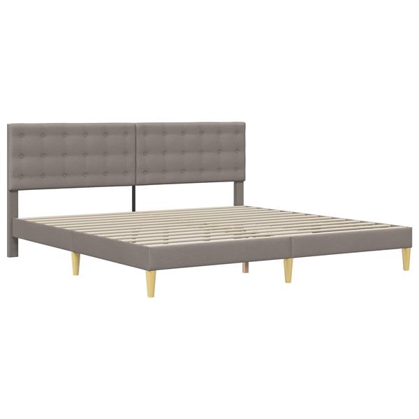 Grote foto vidaxl bedframe met hoofdeinde taupe 200 x 200 cm stof antiek en kunst stoelen en banken