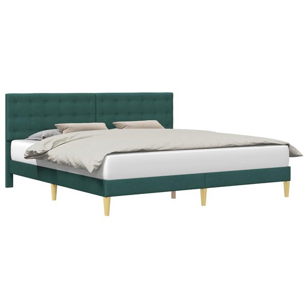 Grote foto vidaxl bedframe met hoofdeinde donkergroen 200 x 200 cm stof antiek en kunst stoelen en banken