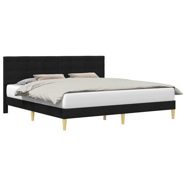 Grote foto vidaxl bedframe met hoofdeinde zwart 200 x 200 cm stof antiek en kunst stoelen en banken