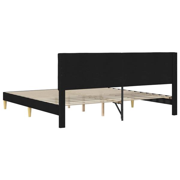 Grote foto vidaxl bedframe met hoofdeinde zwart 200 x 200 cm stof antiek en kunst stoelen en banken