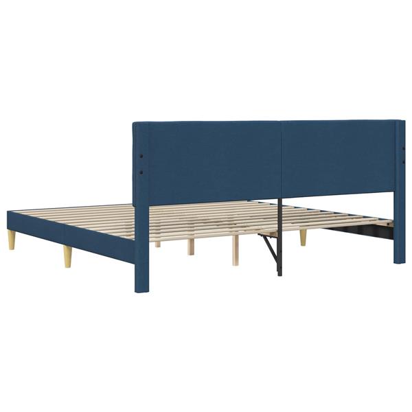 Grote foto vidaxl bedframe met hoofdeinde blauw 180 x 200 cm stof antiek en kunst stoelen en banken