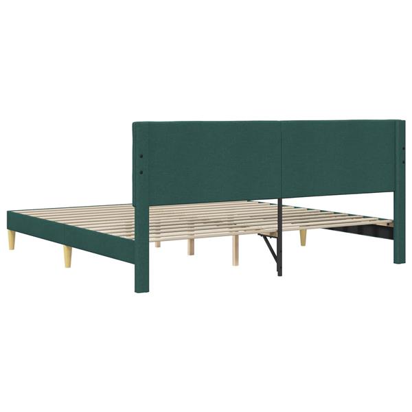 Grote foto vidaxl bedframe met hoofdeinde donkergroen 180 x 200 cm stof antiek en kunst stoelen en banken