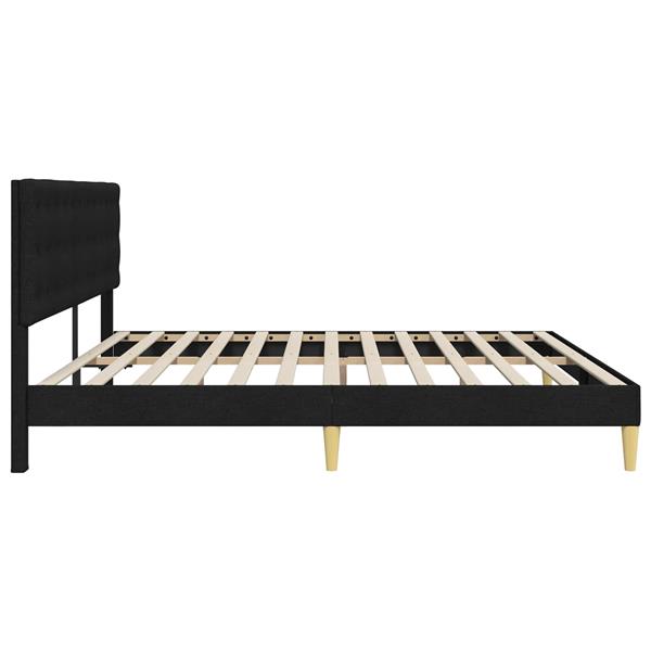Grote foto vidaxl bedframe met hoofdeinde zwart 180 x 200 cm stof antiek en kunst stoelen en banken